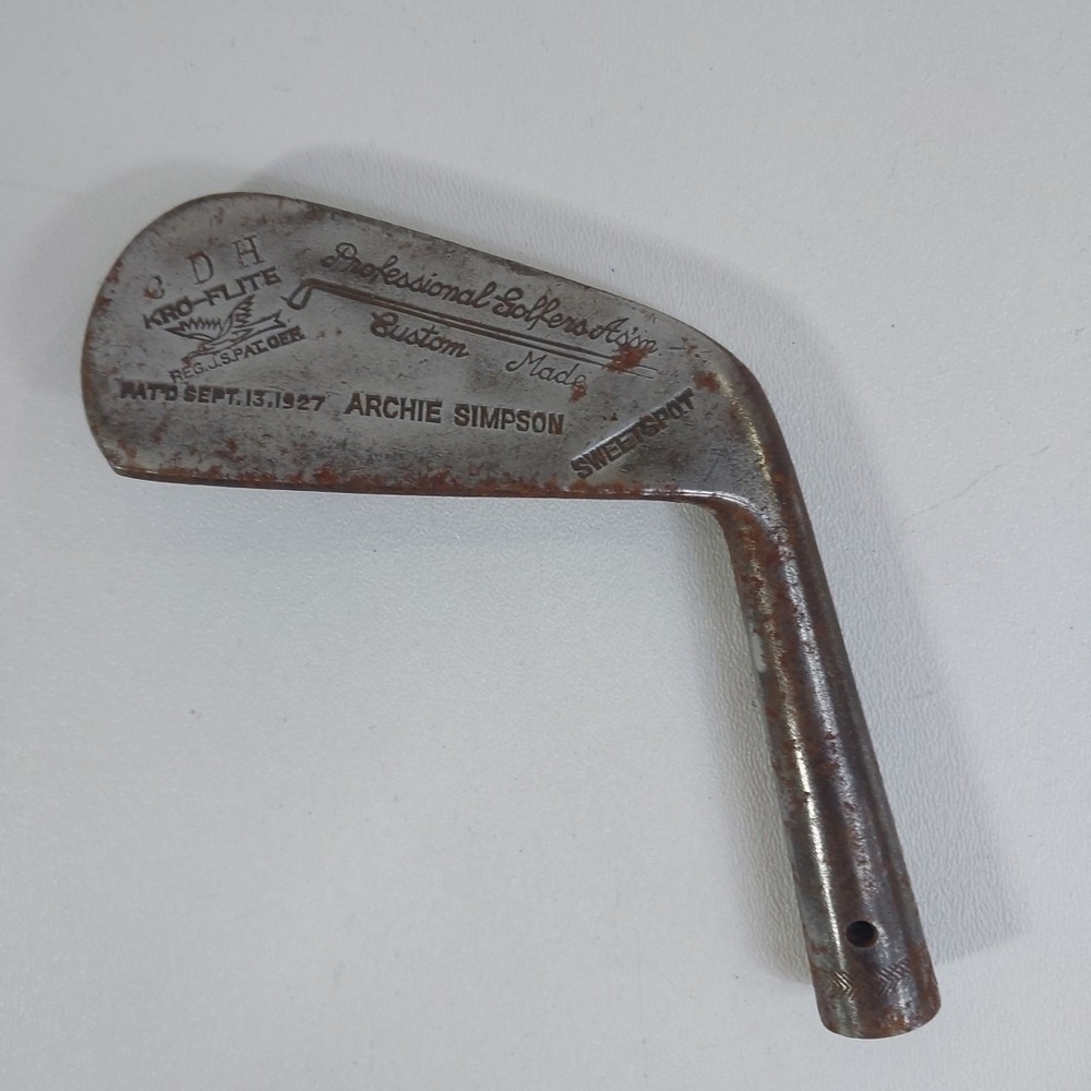 A.G. Spalding & Bros Kro-Flite Sweet Spot 3 Iron Custom 1927 Patent Head Only